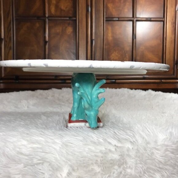 Poetic Wanderlust x Tracy Porter Fanciful Deer Floral Plaid Cake Pastry Plate - Picture 6 of 14